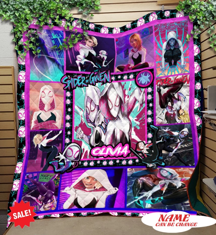 Personalized Spider Gwen Quilt Blanket Stacy Gwen Fleece Blanket Spidey And Friends Blanket Super Hero Baby Blanket Custom Kid Blanket